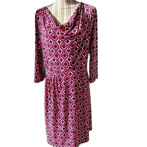 NY Collection dress, size XL, draped neckline, ruched waist detail, poly/spandex